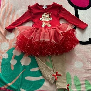 Blueberi Boulevard Red Dress with Gold Accents